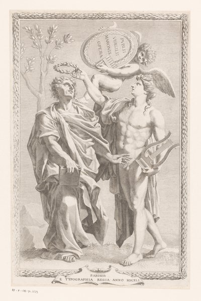 Apollo kruunaa Publius Vergilius Maron Otsikko voor: Publius Virgilius Maro, Publius Virgilius Maronis Opera, 1641 tekijältä Claude Mellan