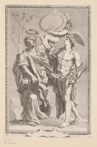 Apollo kruunaa Publius Vergilius Maron Otsikko voor: Publius Vergilius Maro, Publius Virgilius Maronis Opera, 1641 tekijältä Claude Mellan