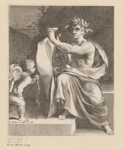 Apollo rakastaa Otsikko voor: François Tristan erakko Sieur du Soliers, Tristanin rakkaudet, 1638 tekijältä Claude Mellan