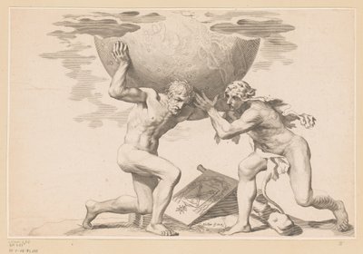 Atlas antaa taivaanpallon Herculesille tekijältä Claude Mellan