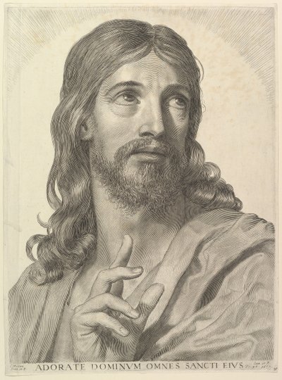 Aikuisen Kristuksen rintakuva, 1652. tekijältä Claude Mellan
