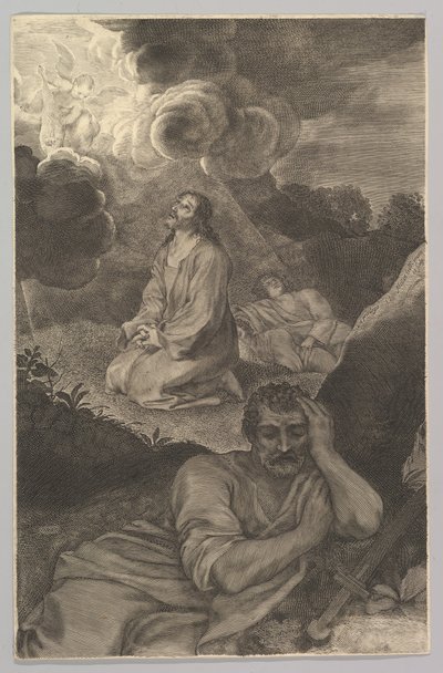 Kristus oliivipuutarhassa, 1600-luku. tekijältä Claude Mellan