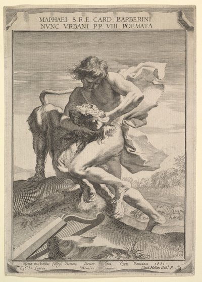 David kuristaa leijonaa, 1631. tekijältä Claude Mellan