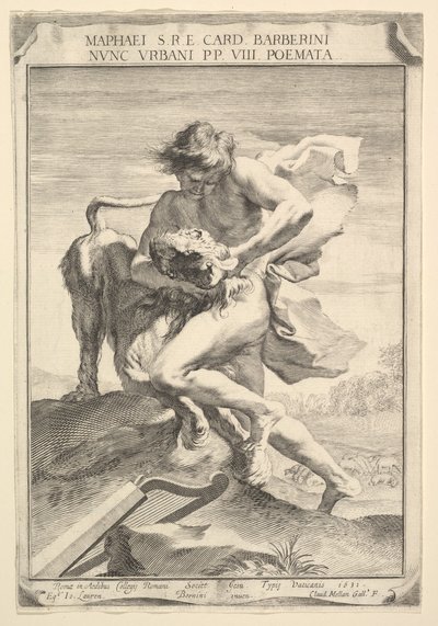 David kuristaa leijonaa, 1631. tekijältä Claude Mellan