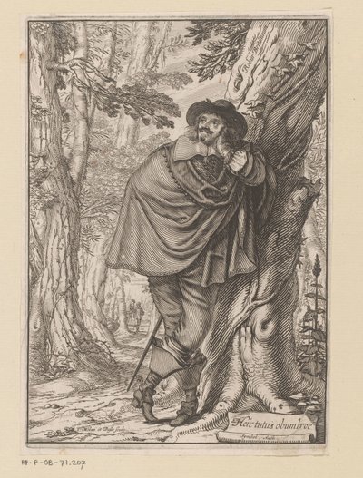 James Howell nojaa puuta vasten Nimisivu: James Howell, Dendrologie (...), 1641 tekijältä Claude Mellan