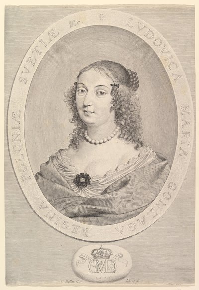 Ludovica Maria Gonzaga, Puolan kuningatar, 1645. tekijältä Claude Mellan