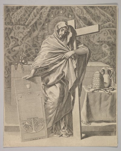 Uskon personifikaatio, 1642. tekijältä Claude Mellan