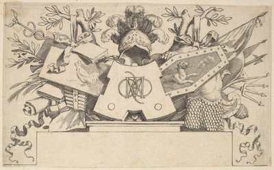 Monogrammipalkinto, joka sisältää LEONARDOSIN kirjeet, 1651. tekijältä Claude Mellan