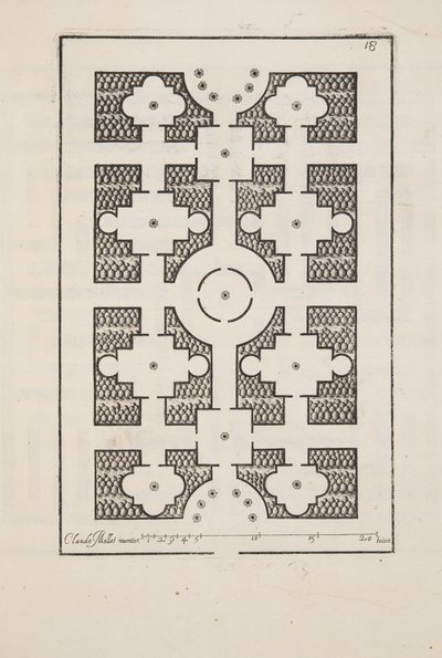 Design for Parterre, Theater des Plans et Jardinages, pub.1652 (kaiverrus) tekijältä Claude Mollet