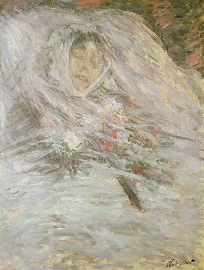 Camille Monet (1847-79) kuolinvuoteellaan, 1879 tekijältä Claude Monet