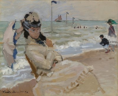 Camille Trouvillen rannalla. 1870 tekijältä Claude Monet