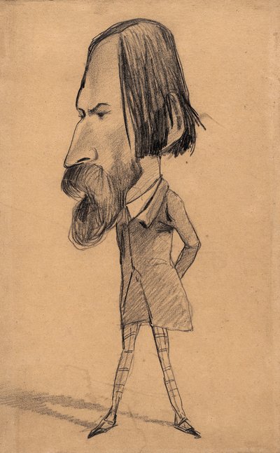 Karikatyyri Auguste Vacqueriesta, n. 1859 (grafiittia, jossa on pyyhkäisy ruskean kudospaperilla) tekijältä Claude Monet