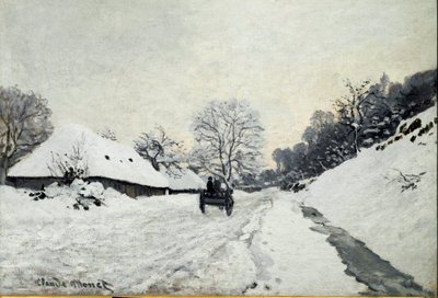 Kärry, tie lumen alla Honfleurissa (öljy kankaalle tekijältä Claude Monet