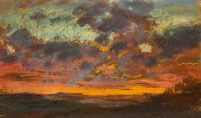 Auringonlasku, c. 1868 (pastelli paperille) tekijältä Claude Monet