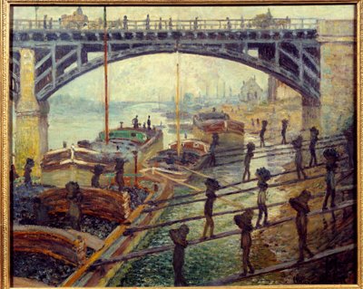 Debardeurs-hiilenpurkajat purkavat tavaroita Seinen rannalla sijaitsevista mökeistä. Claude Monet
