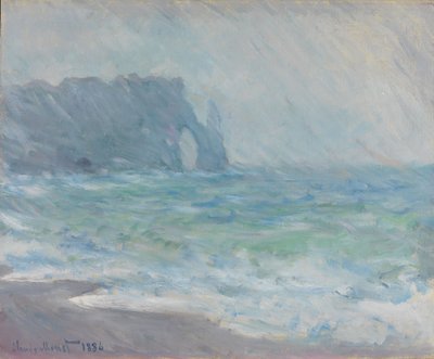 Étretat sateessa tekijältä Claude Monet