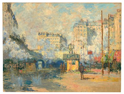 Saint-Lazaren aseman ulkopuoli, auringonvaloefekti, 1877 tekijältä Claude Monet