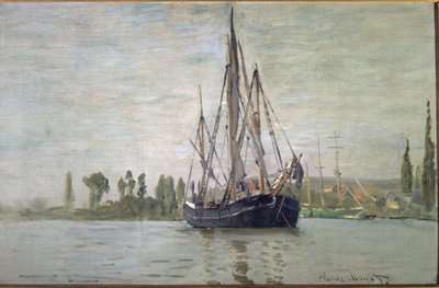Ranskalainen chase-maree ankkurissa (lähellä Rouenia) - öljy kankaalle tekijältä Claude Monet