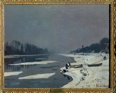 Jääkuutioita Seine-joella Bougivalissa, Yvelines Claude Monet