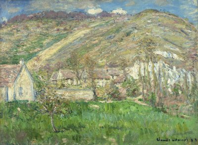 Hamlet kallioilla lähellä Givernyä; Hameau de Falaises pres Giverny, 1885 tekijältä Claude Monet