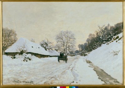 La charrette. Route sous la neige à Honfleur tekijältä Claude Monet