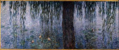 Les Nympheas; aamulla kirkasta pajuja (vasen osa triptyykkiöljyä puulle 200 x 425 cm), sd. 1914-1926. kirjoittanut Claude Monet (1840-1926). Musee de l