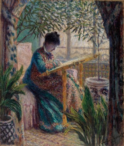 Madame Monet kirjonta (Camille käsityössä) tekijältä Claude Monet