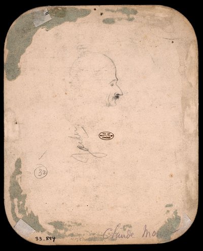 Monet - Luonnos profiilimiehen päästä (kääntöpuoli), 1855-56, 1933.894 tekijältä Claude Monet