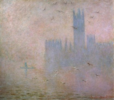 Lokit. Thames Lontoossa. Eduskuntatalot, 1903-1904 tekijältä Claude Monet