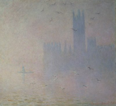 Lokit parlamenttitalon yllä, 1904 tekijältä Claude Monet