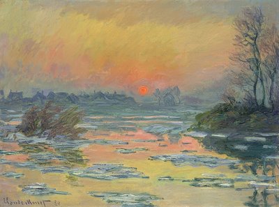 Auringonlasku Seinen yli (Coucher de Soleil sur la Seine). 1880 tekijältä Claude Monet