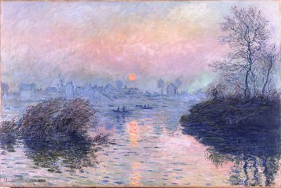 Auringonlasku Seinen rannalla Lavacourtissa, talviefekti tekijältä Claude Monet