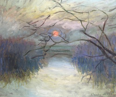 Auringonlasku Seinen rannalla Vétheuilissa, 1880 tekijältä Claude Monet