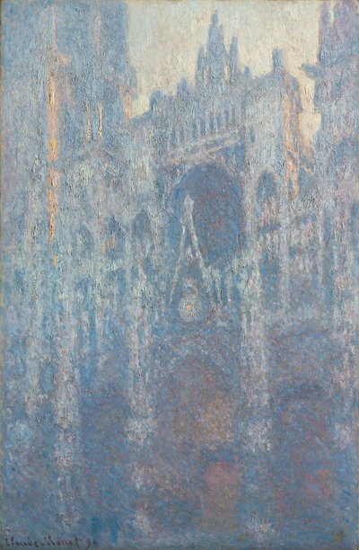 Rouenin katedraalin portaali aamuvalossa tekijältä Claude Monet