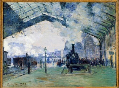 Näkymä Saint Lazaren rautatieasemalle Pariisissa ja Normandian junalle tekijältä Claude Monet