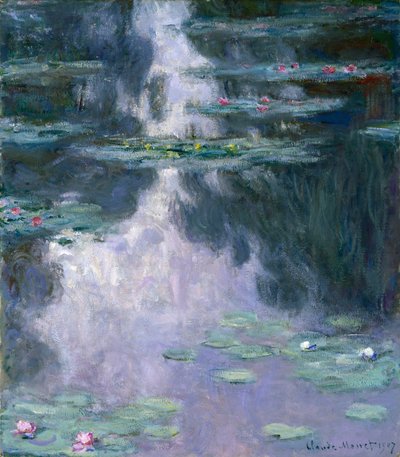 Vesililjat (Nympheas) 1907 (öljy kankaalle) tekijältä Claude Monet