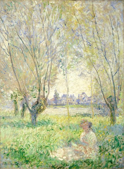 Nainen istuu Willowsin alla tekijältä Claude Monet
