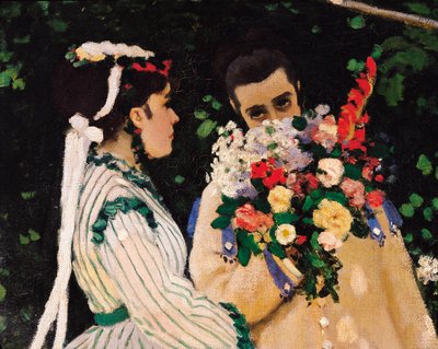 Naiset puutarhassa, yksityiskohta, n. 1866 (öljy kankaalle) tekijältä Claude Monet
