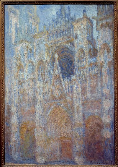 la cathedrale de Rouen, le portal soleil matinal, harmonie bleu Claude Monet