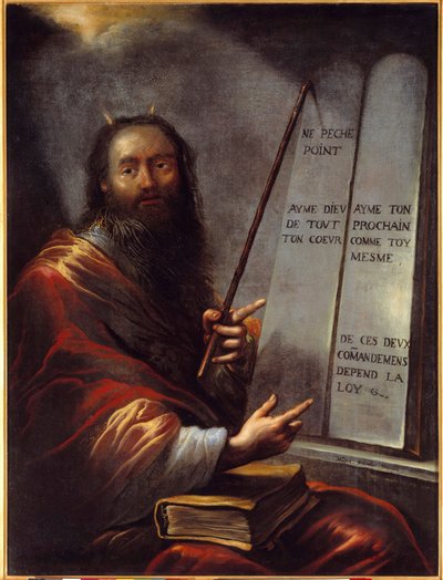 Mooses ja lain taulukot Claude Vignonin (1593-1670) maalaus 1600-luvun su. 1,29 x 0,9 m Rouen, Kuvataidemuseo tekijältä Claude Vignon