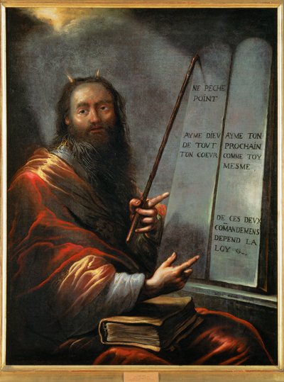 Mooses ja lain taulut (maalaus kankaalle) tekijältä Claude Vignon