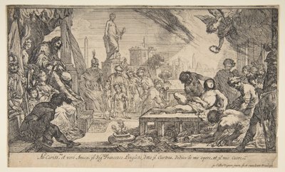 Pyhän Laurentiuksen marttyyrikuolema, n. 1627. tekijältä Claude Vignon