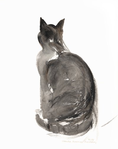 Kissa, 1985 (akvarelli) tekijältä Claudia Hutchins Puechavy