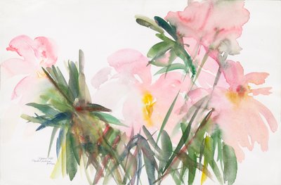Pionit, 1987, (akvarelli paperille) tekijältä Claudia Hutchins Puechavy
