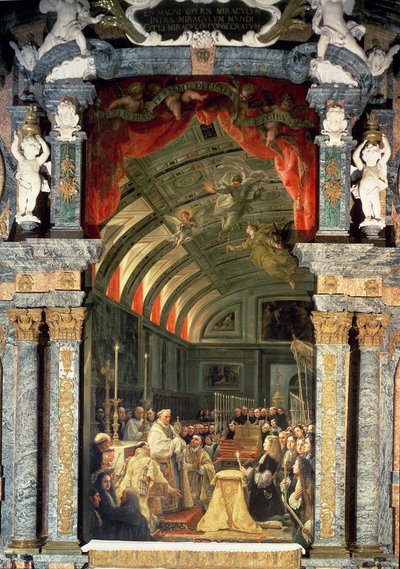 Kaarle II:n (1661-1700) ja hänen hovinsa pyhä ehtoollinen, 1690 tekijältä Claudio Coello