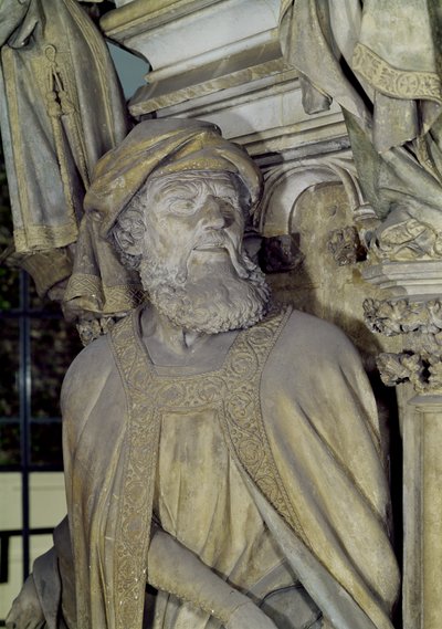 Mooseksen kaivo, Danielin yksityiskohta kuusikulmaisesta jalustasta, 1395-1404, kivi. tekijältä Claus and Malouel, Jean Sluter