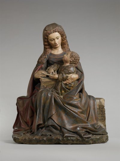 Neitsyt ja lapsi, n. 1415-1417 (kalkkikivi maalilla ja kullauksella) tekijältä Claus de Werve