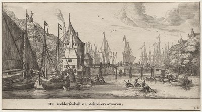 Erilaisia ​​laivoja ja Amsterdamin näkymiä (Verscheÿde Schepen en Gesichten van Amstelredam), osa II: Geldersche Quai ja Schreiersin torni tekijältä Clement de Jonghe