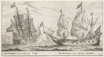Erilaisia ​​laivoja ja Amsterdamin näkymiä (Verscheÿde Ships ja Gesichten van Amstelredam), Osa II: Vapaus, sodan mies. Susikoira, espanjalainen alus tekijältä Clement de Jonghe