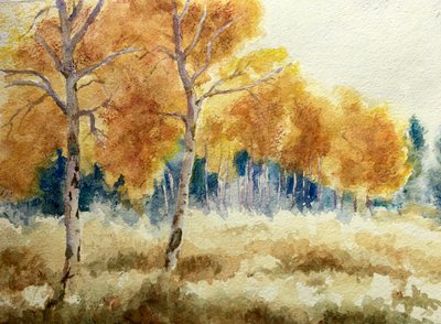 Syksyn haapoja Tetonsissa, 2011 (akvarelli) tekijältä Clive Wilson